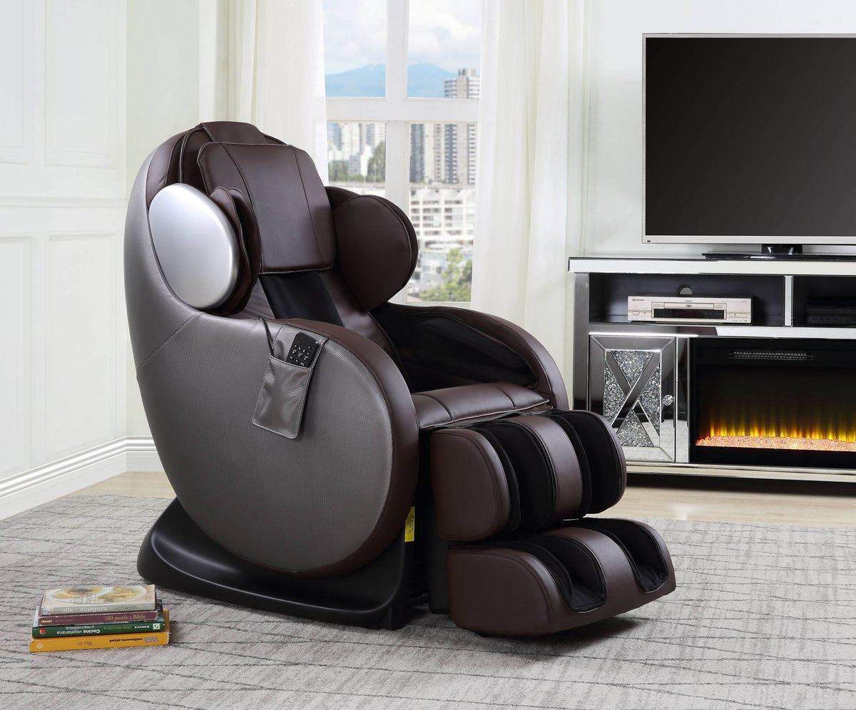 Pacari Synthetic Power 2D Massage Chair with Faux Leather - Black or Dark Brown