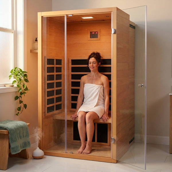 Home Infrared Sauna Built for Daily Wellness, 6 Carbon Heaters, Hemlock Wood, Low EMF Design