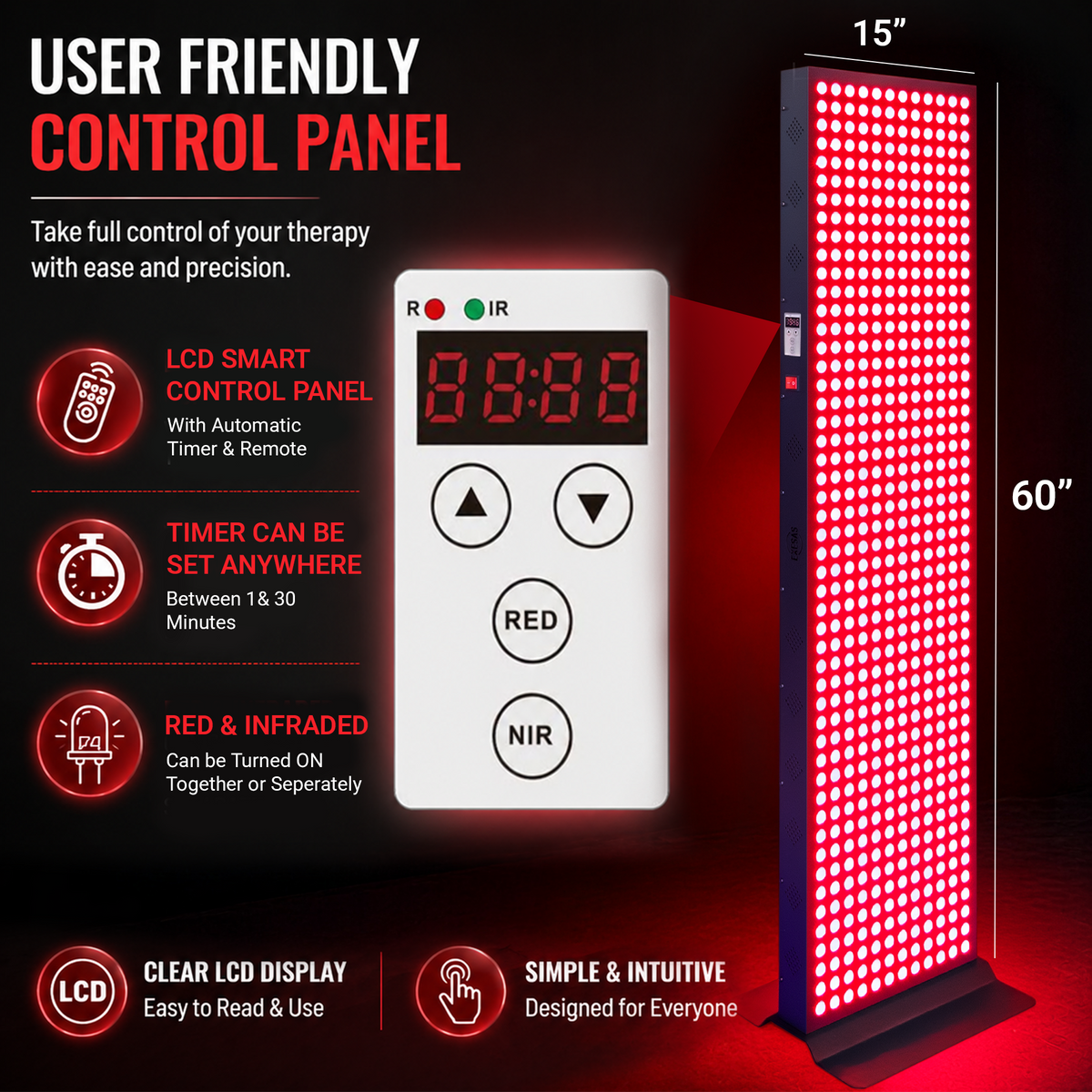 EXESAS 600 LED, 3000W Dual-Chip, Red Light Therapy Device for Full Body, 6-Wavelengths Infrared LED Panel for Skin, Weight, Pain, Wellness