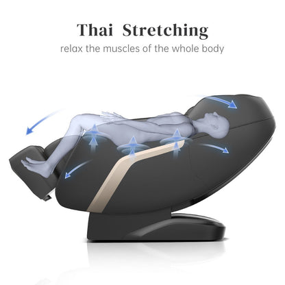 Black Zero Gravity Shiatsu Massage Chair with SL-Track and Bluetooth