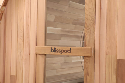 Blisspod, Prague, Canadian Red Cedar Outdoor Steam Barell Sauna, 2-4 / 4-6 persons with Full Glass Back & 2 front Porch seats