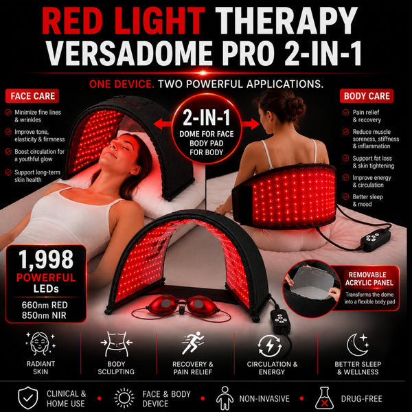 Red Light Therapy VersaDome Pro 2-in-1 – Face & Body Device with 1,998 LEDs