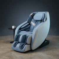 Blue Faux Leather Zero Gravity Recliner 3D Programmable Massage Chair — Studio Shot