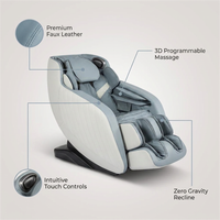 Blue Faux Leather Zero Gravity Recliner 3D Programmable Massage Chair — infographic