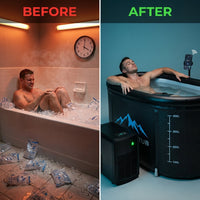 Cold Plunge Tub, 248 Gallon, 1 Horsepower, Heavy-Duty Ice Bath Tub for Athletes with Hot & Cold, Portable Inflatable Plunge Chiller with Water Treatment Kit, Immersion Therapy, Wifi (Black, 1 Set) — Before & After