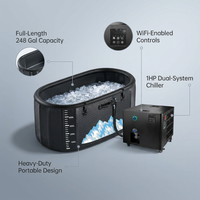 Cold Plunge Tub, 248 Gallon, 1 Horsepower, Heavy-Duty Ice Bath Tub for Athletes with Hot & Cold, Portable Inflatable Plunge Chiller with Water Treatment Kit, Immersion Therapy, Wifi (Black, 1 Set) — infographic