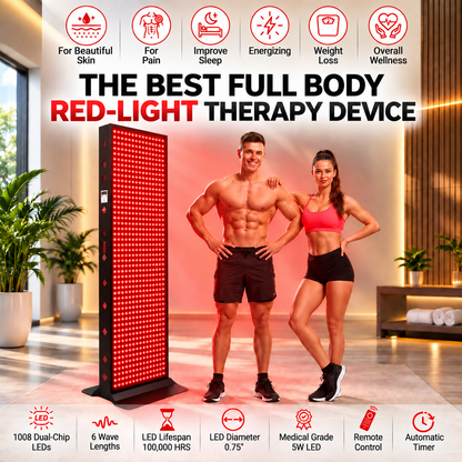 EXESAS 1008 LED, 5040W Dual-Chip, Red Light Therapy Device for Full Body, 6-Wavelengths Infrared LED Panel for Skin, Weight, Pain, Wellness