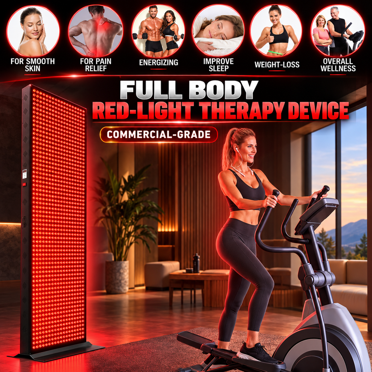 EXESAS 600 LED, 3000W Dual-Chip, Red Light Therapy Device for Full Body, 6-Wavelengths Infrared LED Panel for Skin, Weight, Pain, Wellness