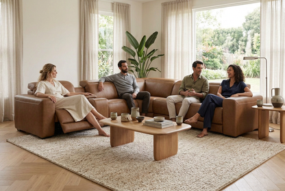 Rally Pro Caramel 6-Piece Power Reclining Sectional with Console and Immersive Sound System