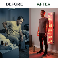 Red Light Therapy Panel Device – Full Body Panel, 630Nm 660Nm 810Nm 850Nm Red & near Infrared Light Therapy, 300 Quad Chip Leds, Brightness Control, Pulse Mode – ULTRA1500 — Before & After