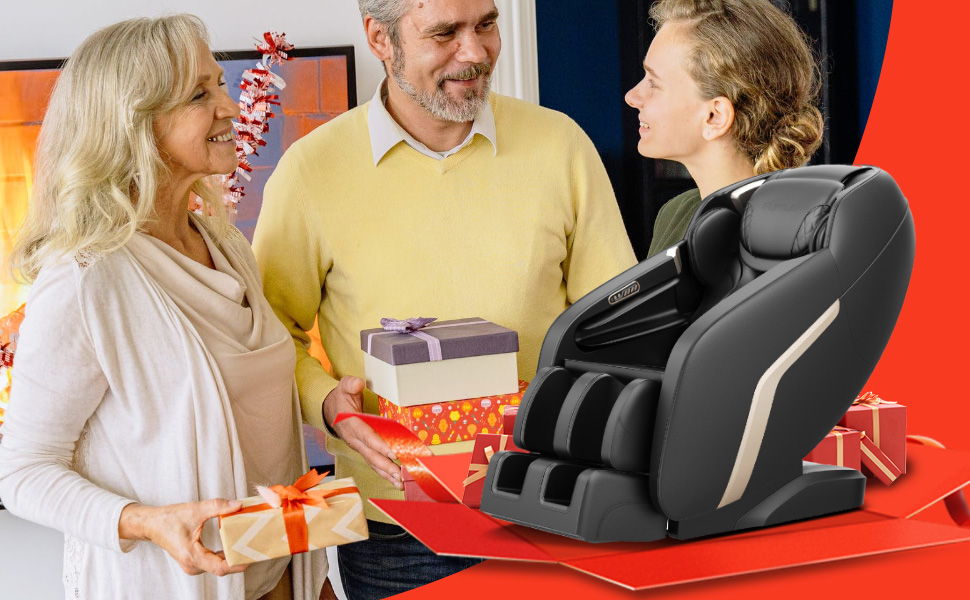 Black Zero Gravity Shiatsu Massage Chair with SL-Track and Bluetooth